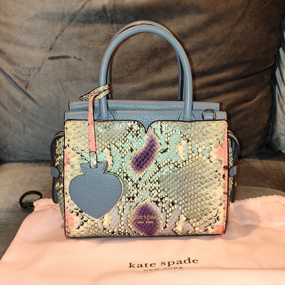 KATE SPADE NEW YORK SPENCER MULTICOLOR PYTHON SNAKE CROSSBODY TOTE WITH DUSTBAG - Picture 7 of 17